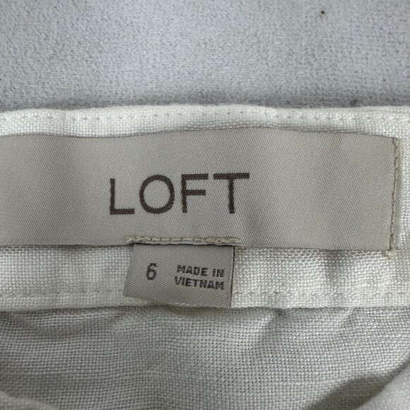 Loft Womens Button-Front White Dress Size 6 Linen & Viscose Blend - Picture 4 of 6